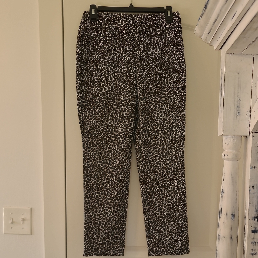 White House Black Market Monochrome Patterned Ankle Trousers Sz 6 Petite